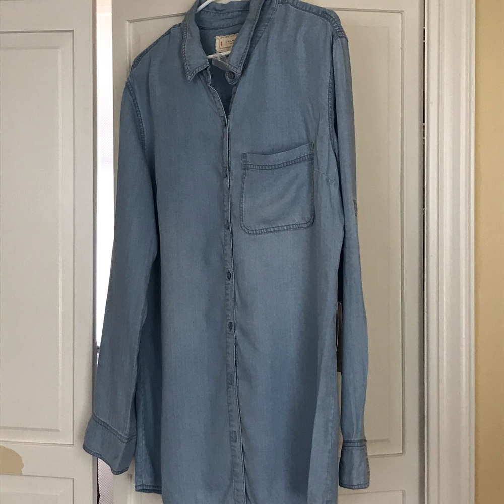 Xl long lightweight jean tencel tunic shirt NEW
